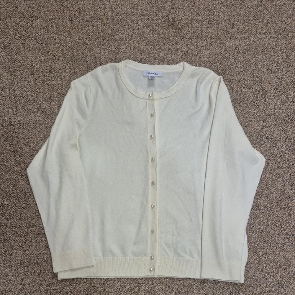 Calvin Klein Women's Cream Button Cardigan Sweater NWOT